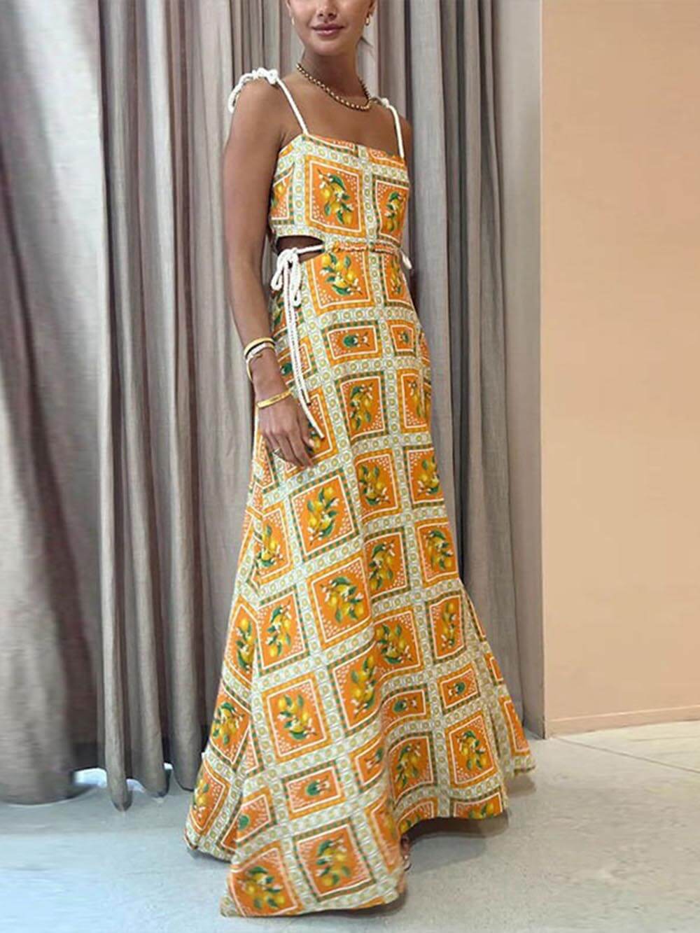 Abito con spalline unico con stampa limone