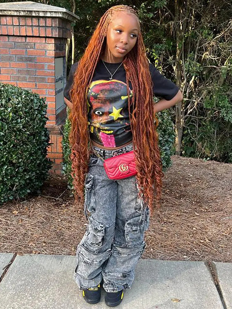 Denim da lavoro multi-tasche alla moda