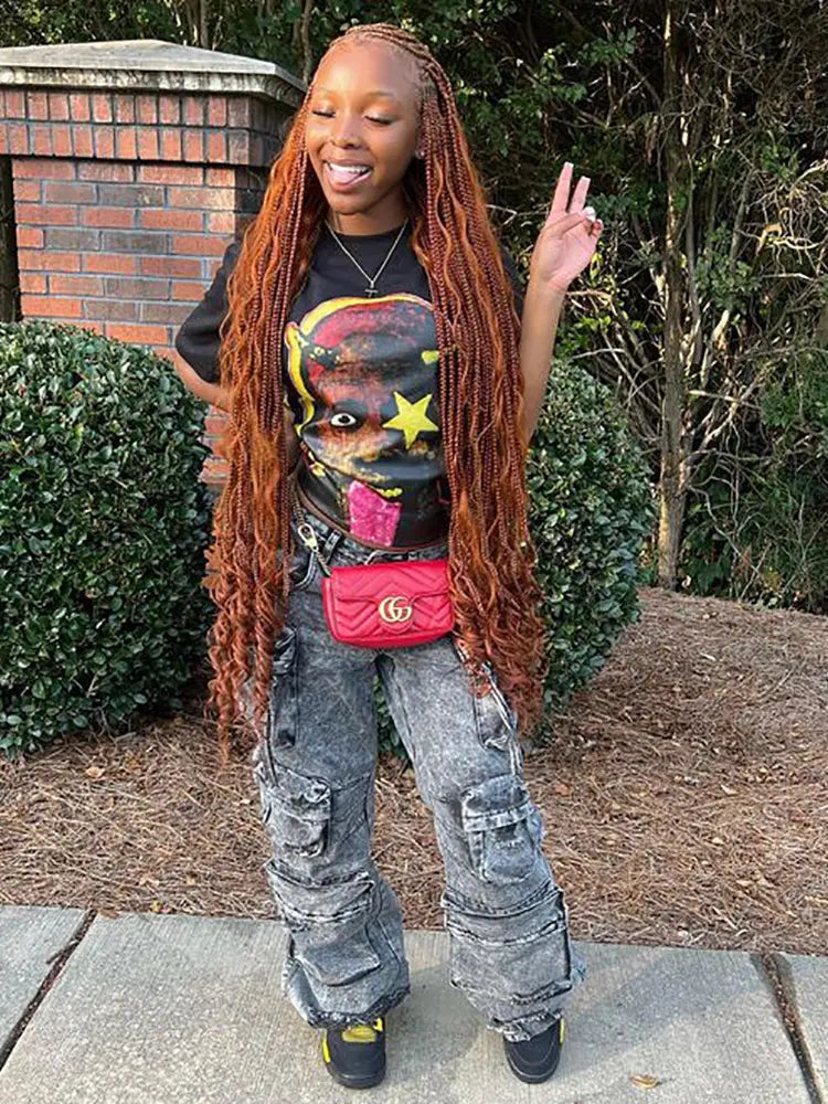 Denim da lavoro multi-tasche alla moda