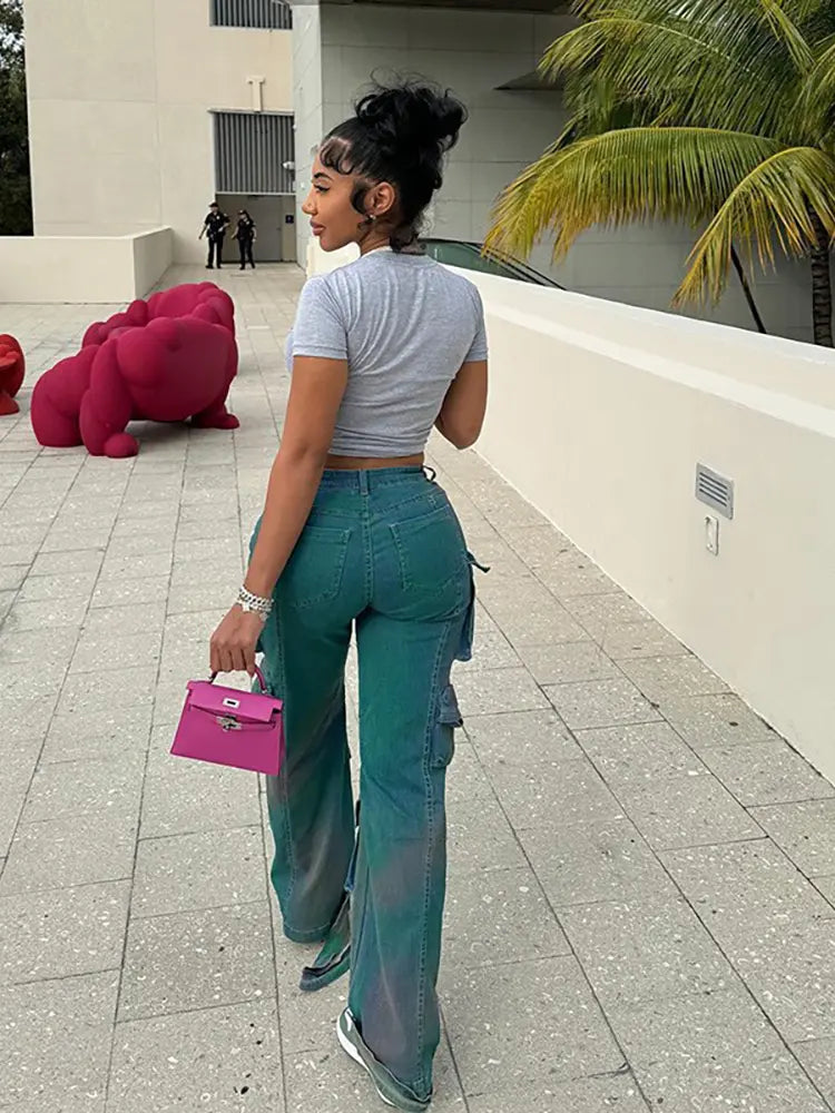 Denim da lavoro multi-tasche alla moda