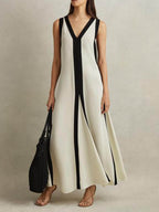 Maxi abito a trapezio stile colorblock reversibile