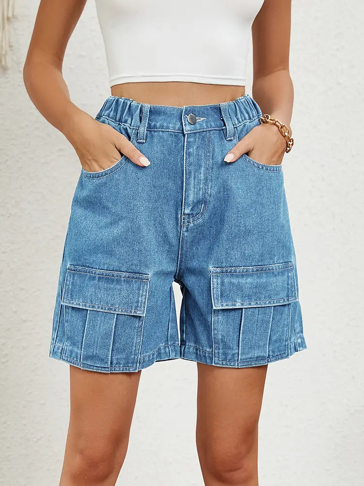 Shorts in denim elasticizzato lavato