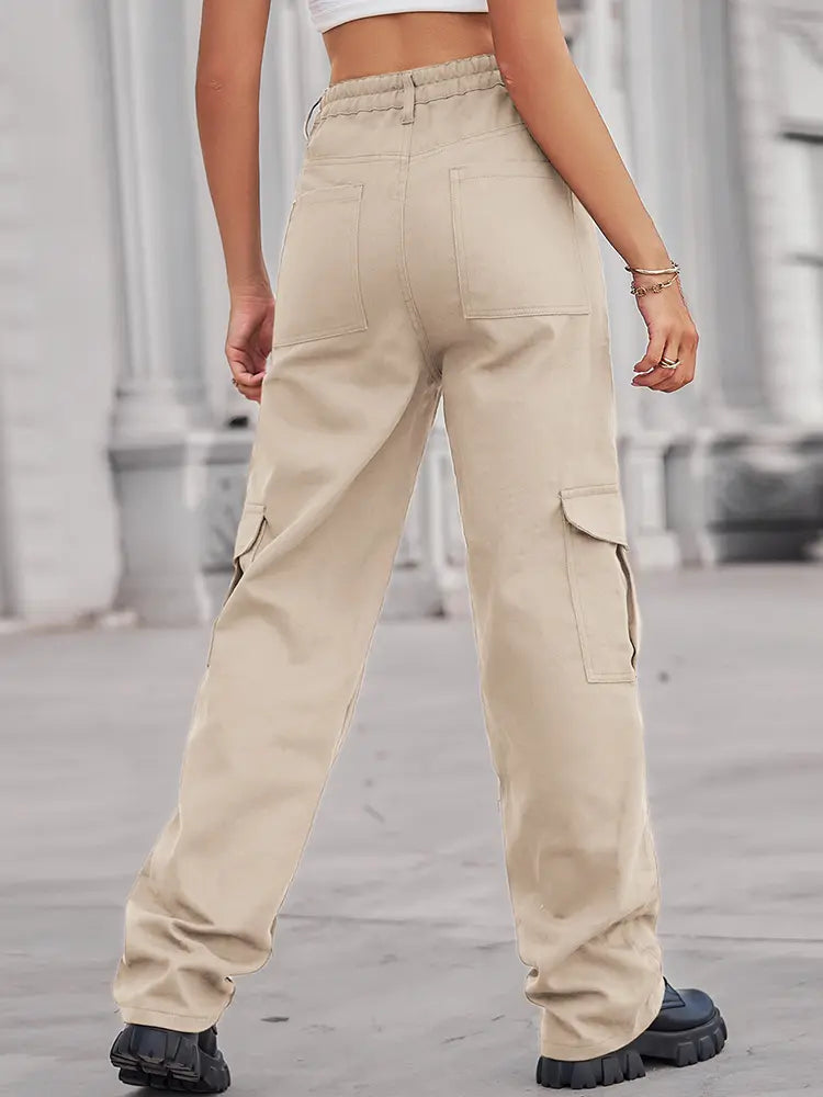 Pantaloni in denim utility con vita elastica