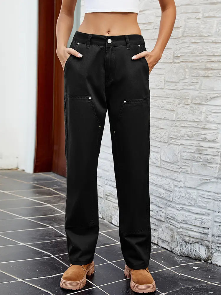 Pantaloni cargo in denim lavato slim fit