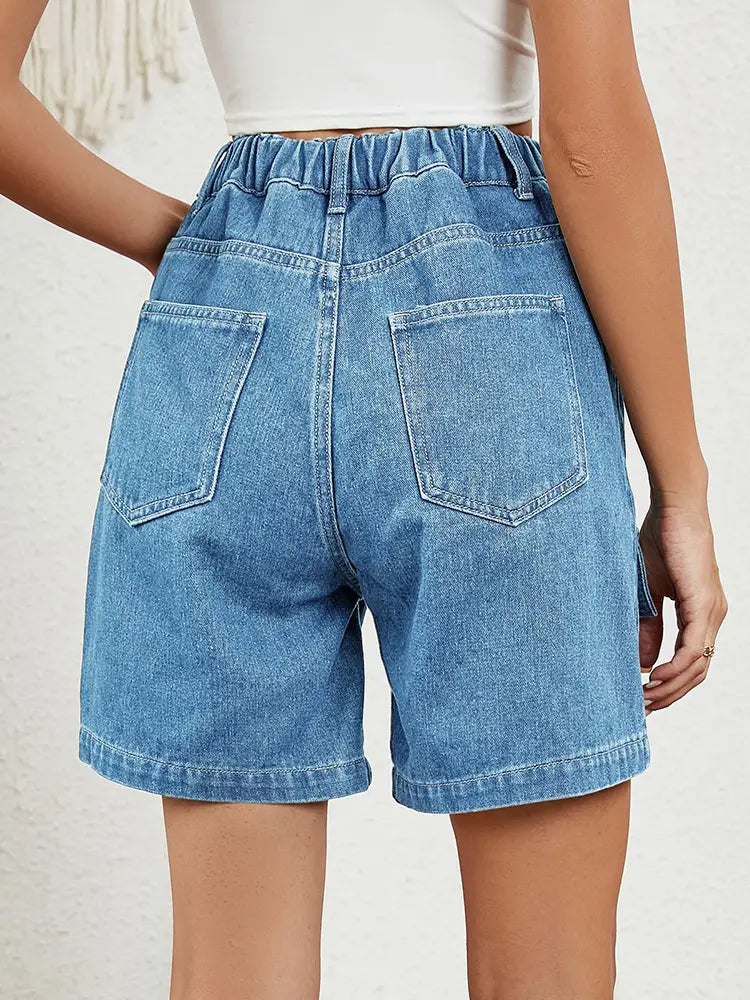 Shorts in denim elasticizzato lavato