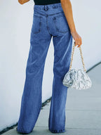 Pantaloni in denim lavati con orlo diviso