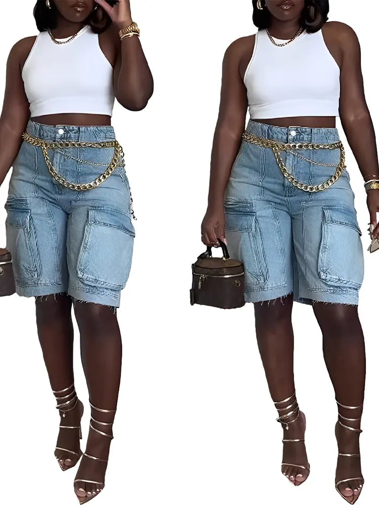 Pantaloni in denim utilitari strappati