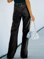 Pantaloni in denim lavati con orlo diviso