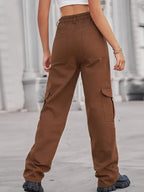 Pantaloni in denim utility con vita elastica