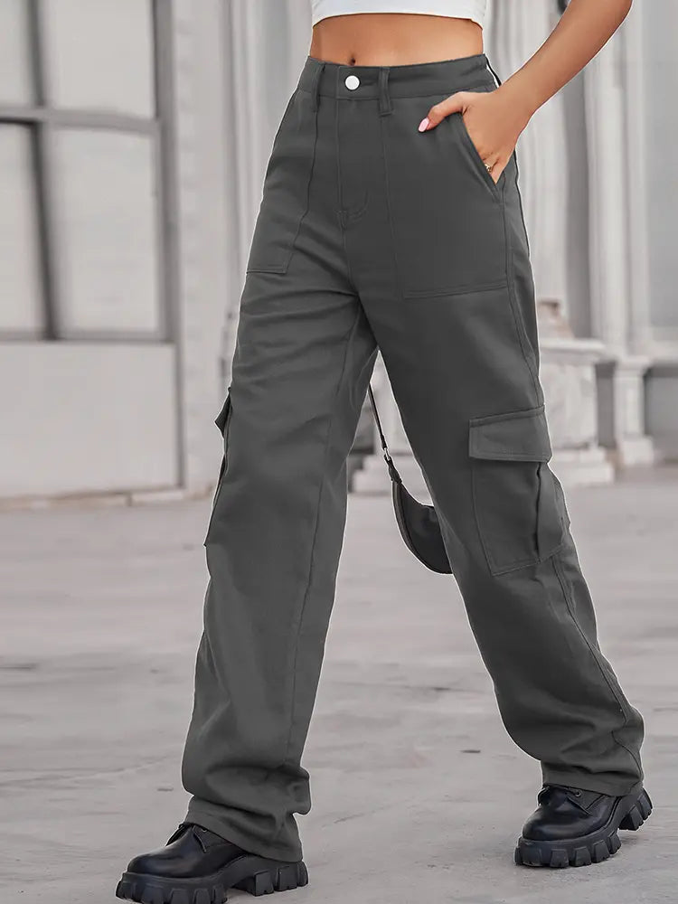 Pantaloni in denim utility con vita elastica