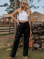 Pantaloni cargo in denim semi-elastico lavati