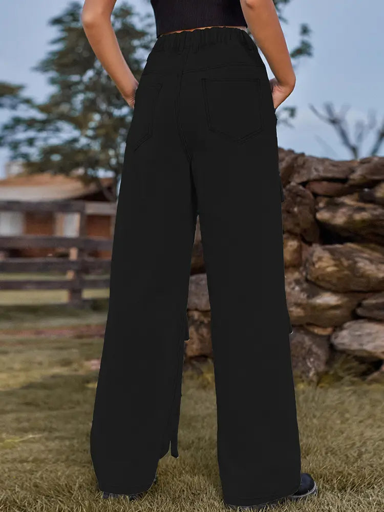 Pantaloni cargo in denim con design a cravatta pesante vintage