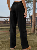 Pantaloni cargo in denim semi-elastico lavati