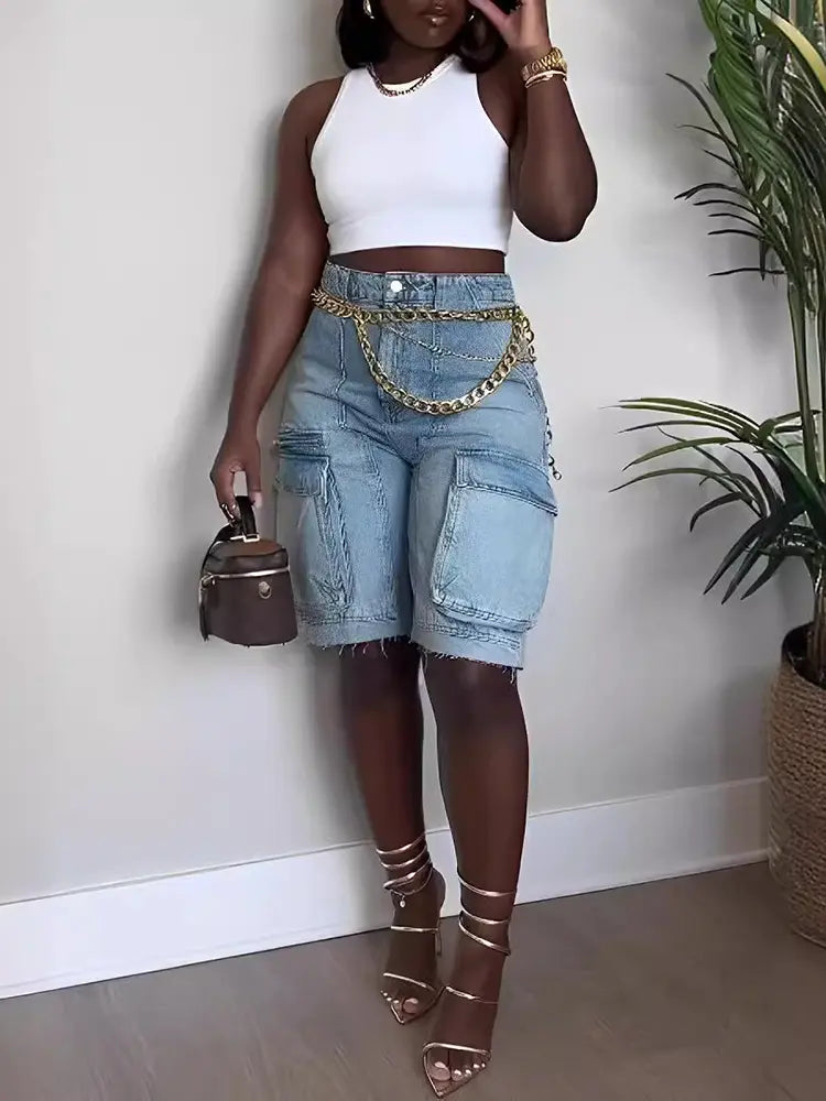 Pantaloni in denim utilitari strappati