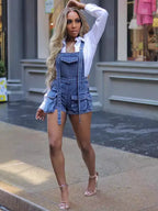 Salopette in denim da donna con tasche