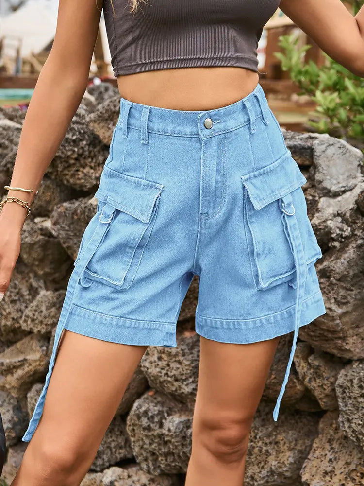 Shorts Cargo in Denim Stile Americano