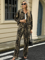 Ensemble di Giacca en Denim avec Stampa Leopardo alla Moda