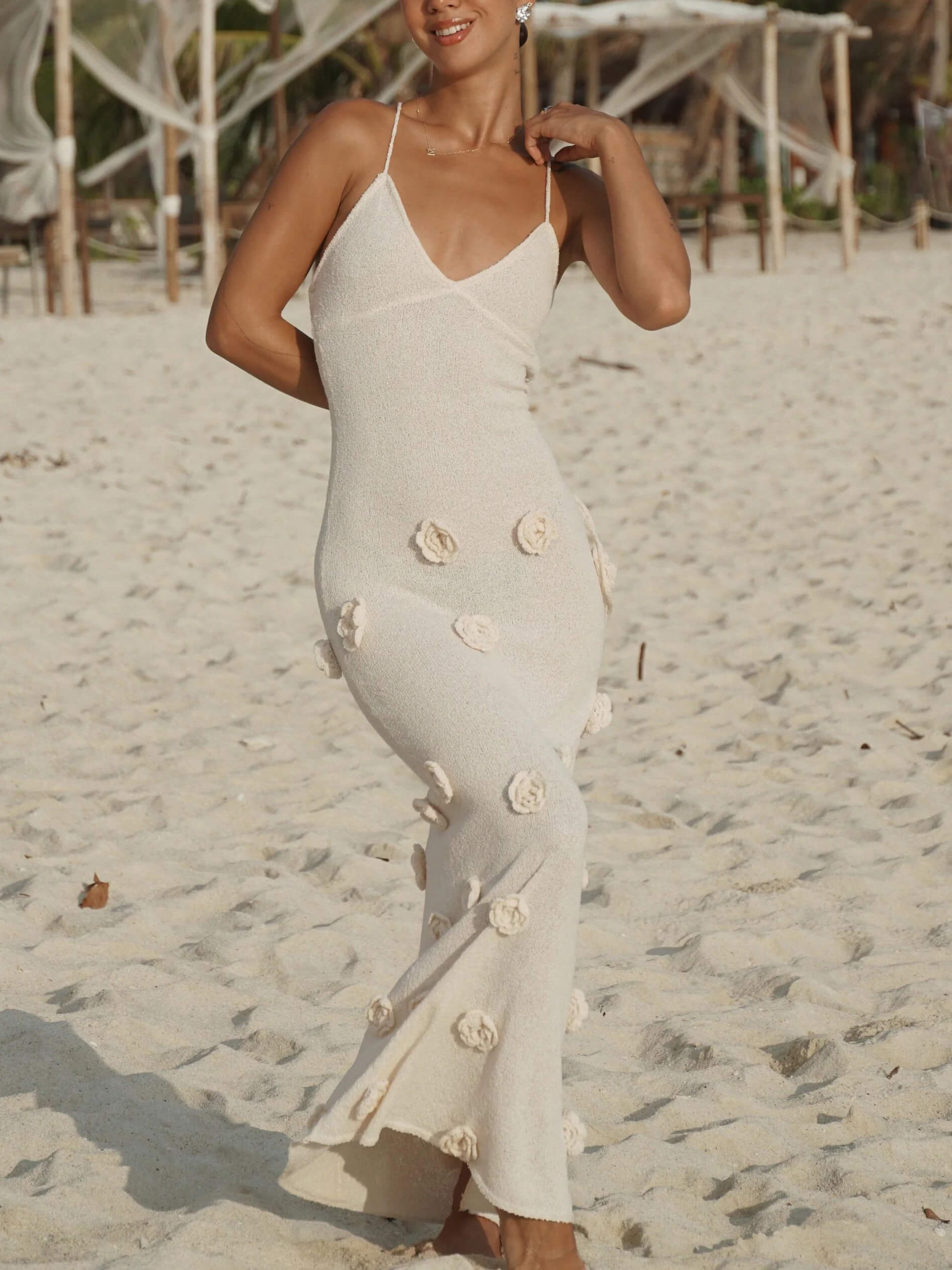 Maxi abiti floreali lavorati a maglia